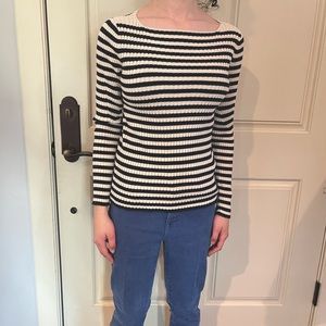 Tory Burch size M blue and white striped sweater